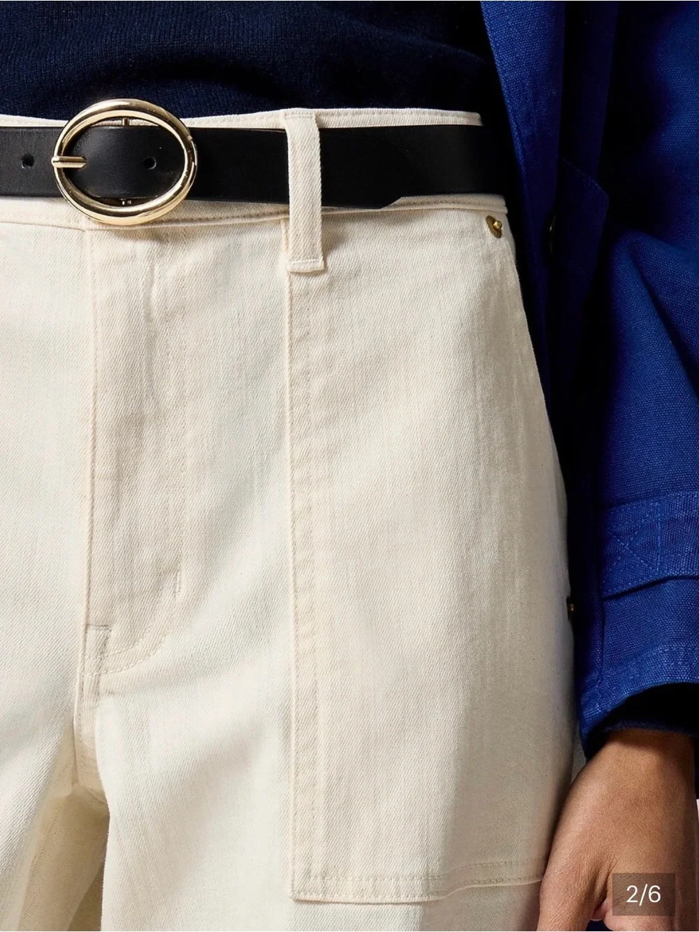 Blue Cropped Jacket with Black Collar